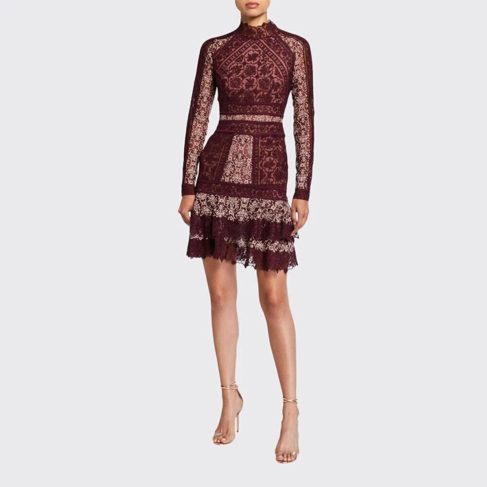NWT New $895 Jonathan SIMKHAI Scarf Print Embroidered Ruffle Mini Dress Size 4